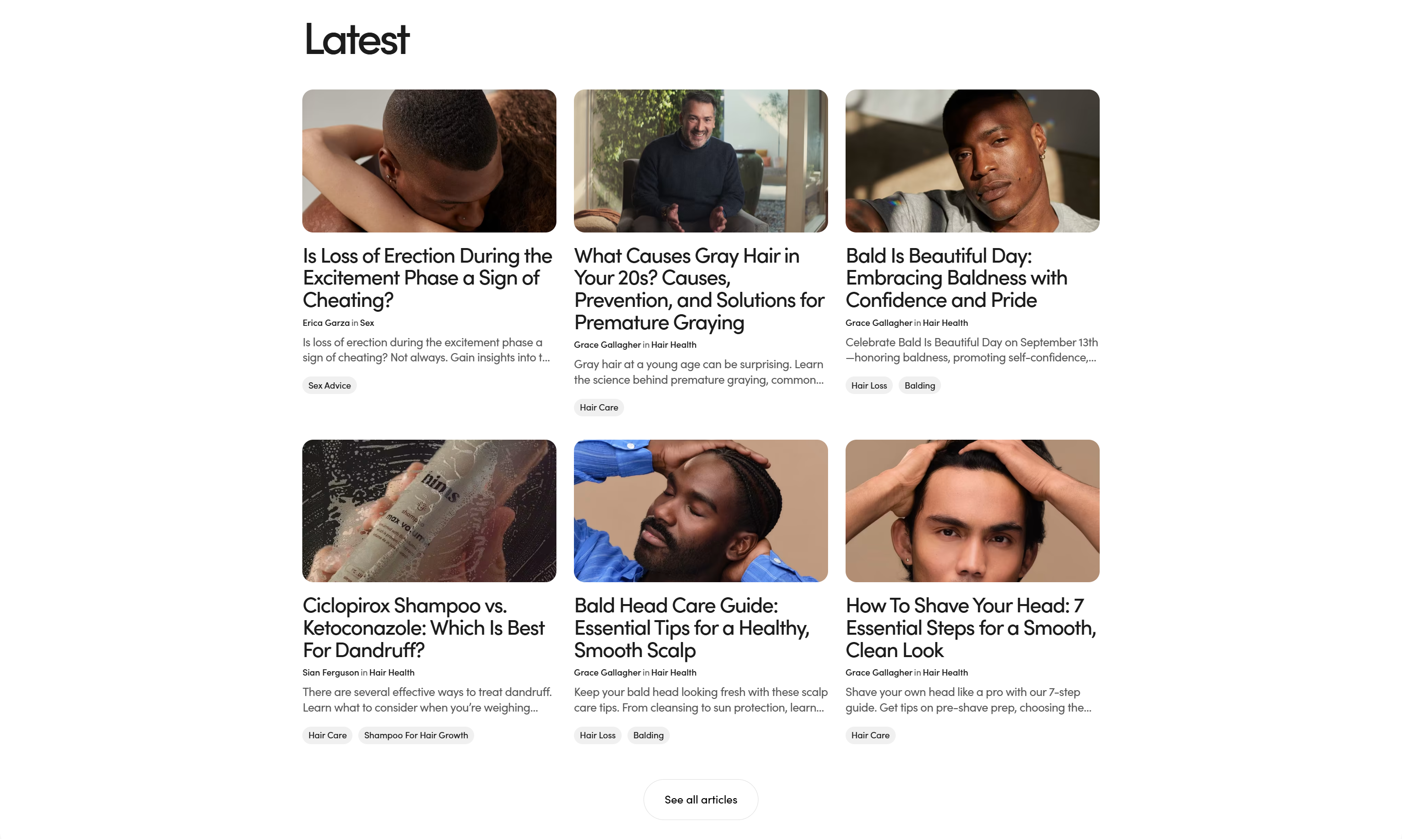 Screenshot of the Articles 1 section