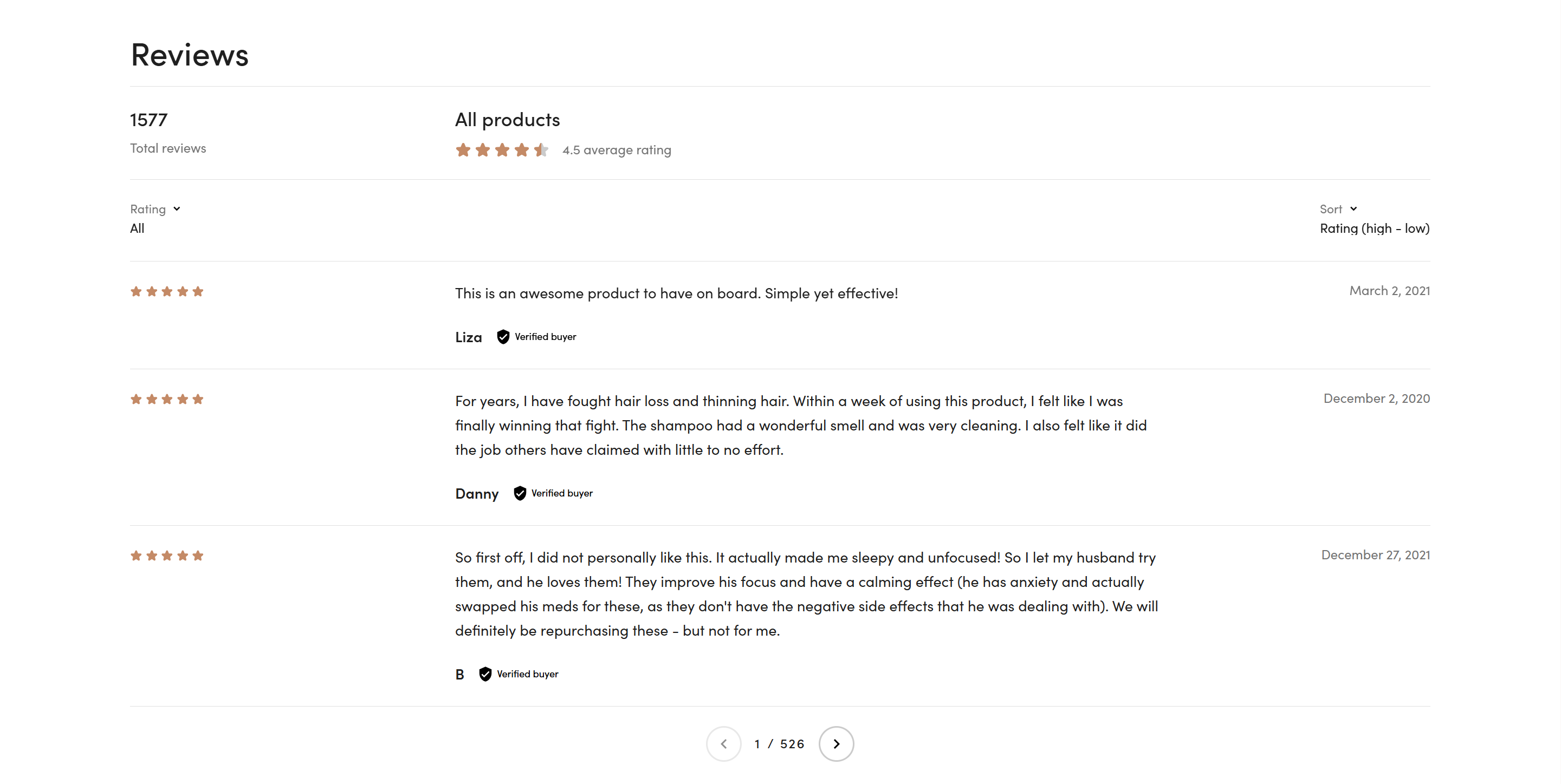 Screenshot of the Reviews 3 section