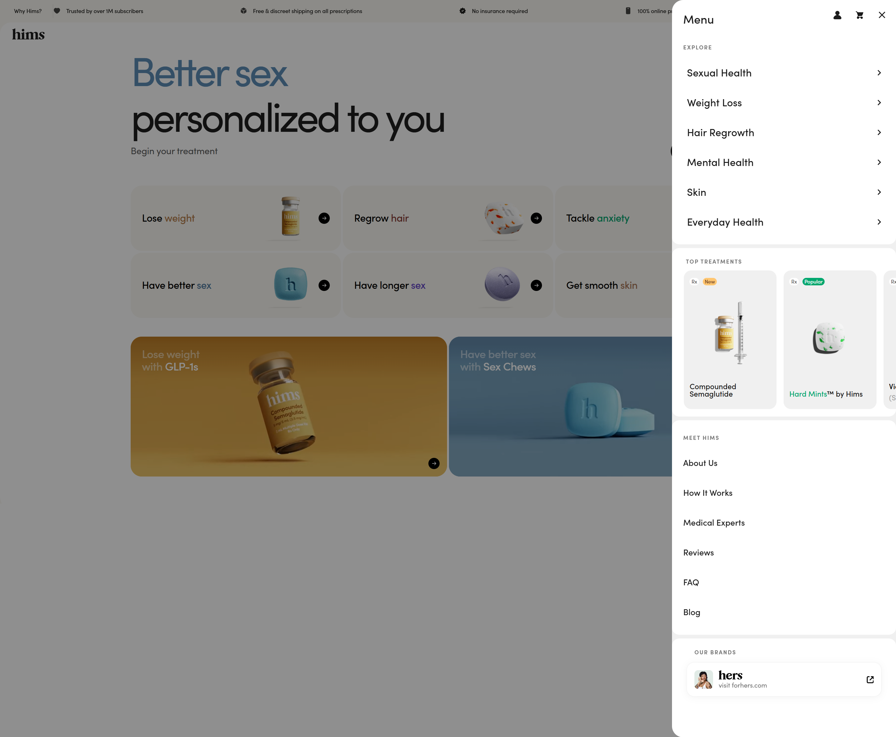Screenshot of the Shop page
