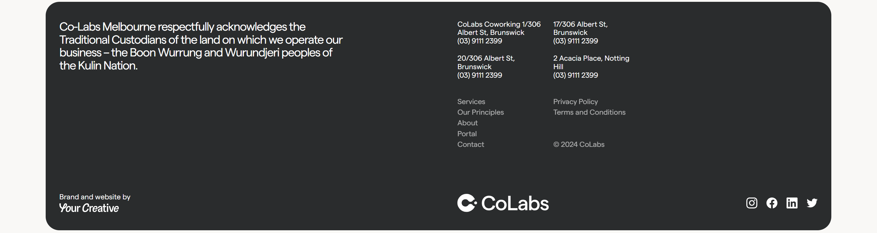 Screenshot of the Footer section