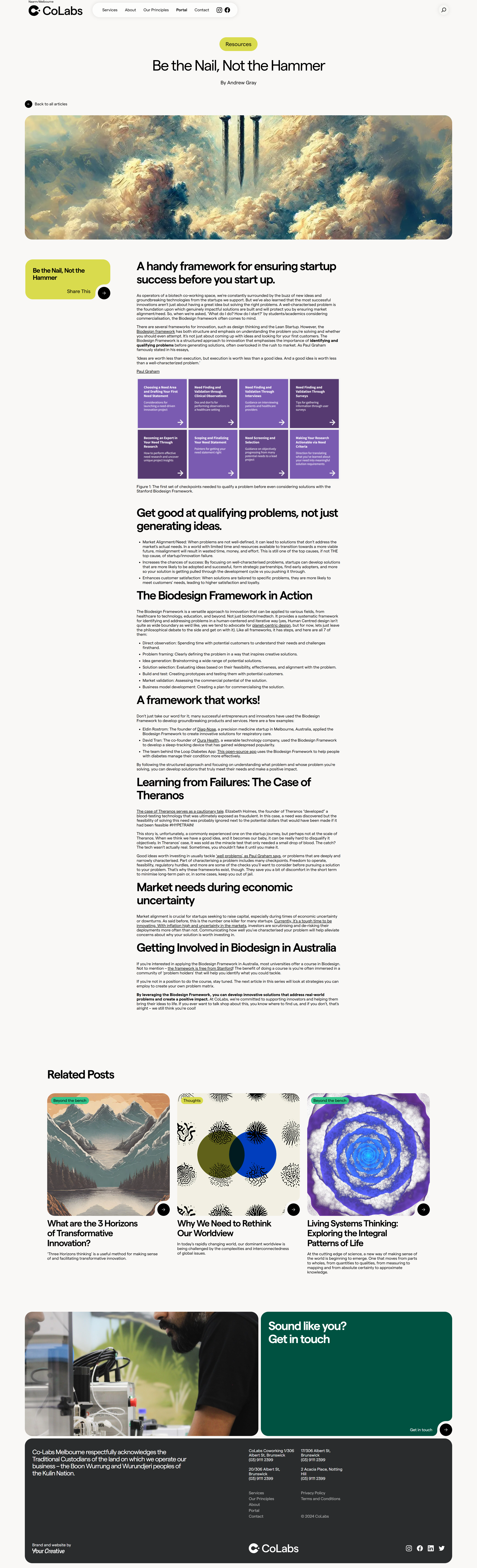 Screenshot of the Blog Post page