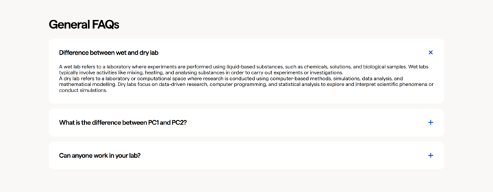 FAQs section from Colabs