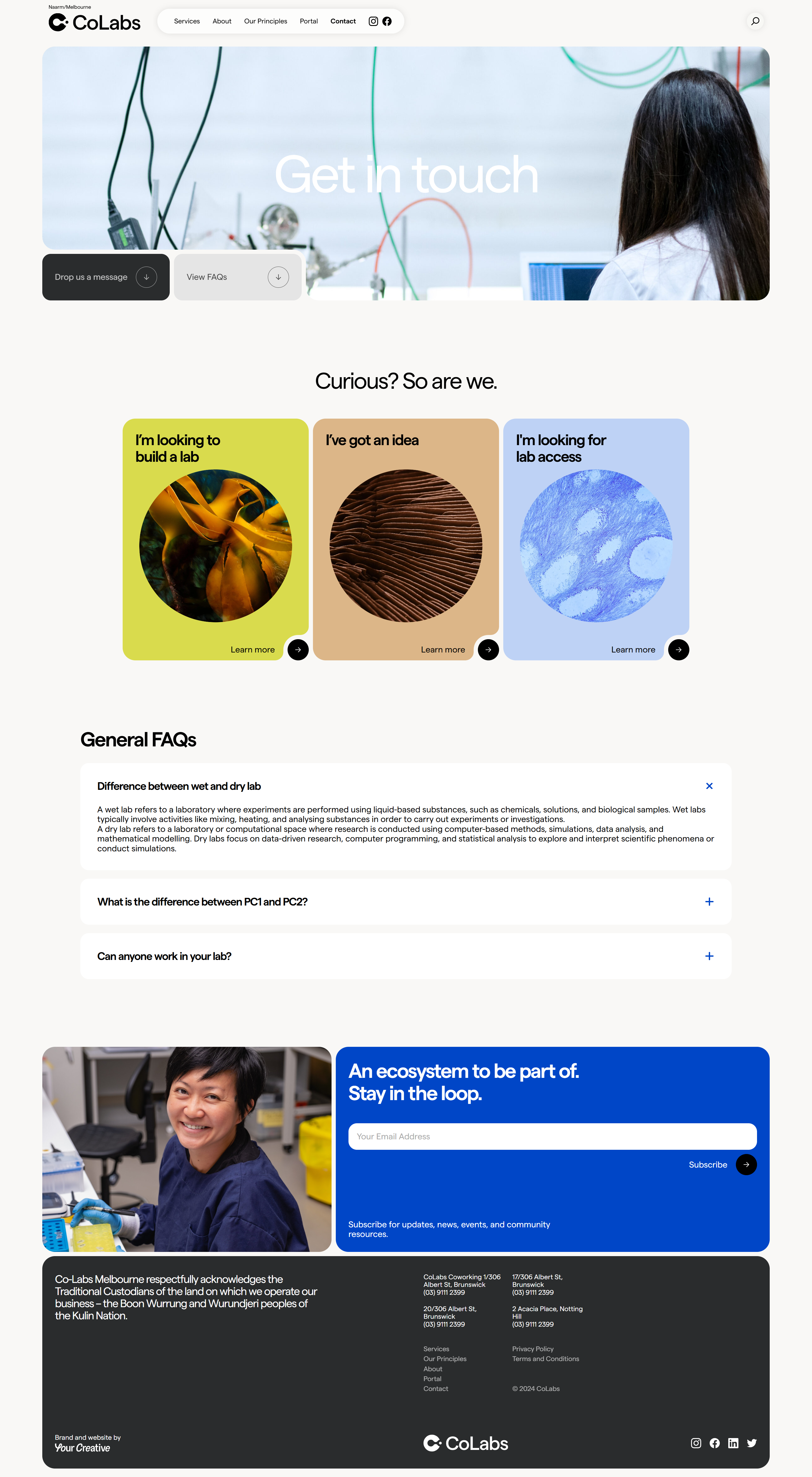 Screenshot of the Contact page