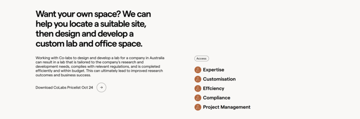 Services section from Colabs