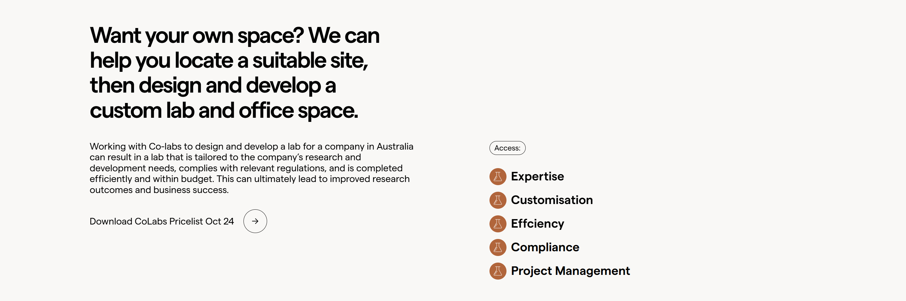 Screenshot of the Services section
