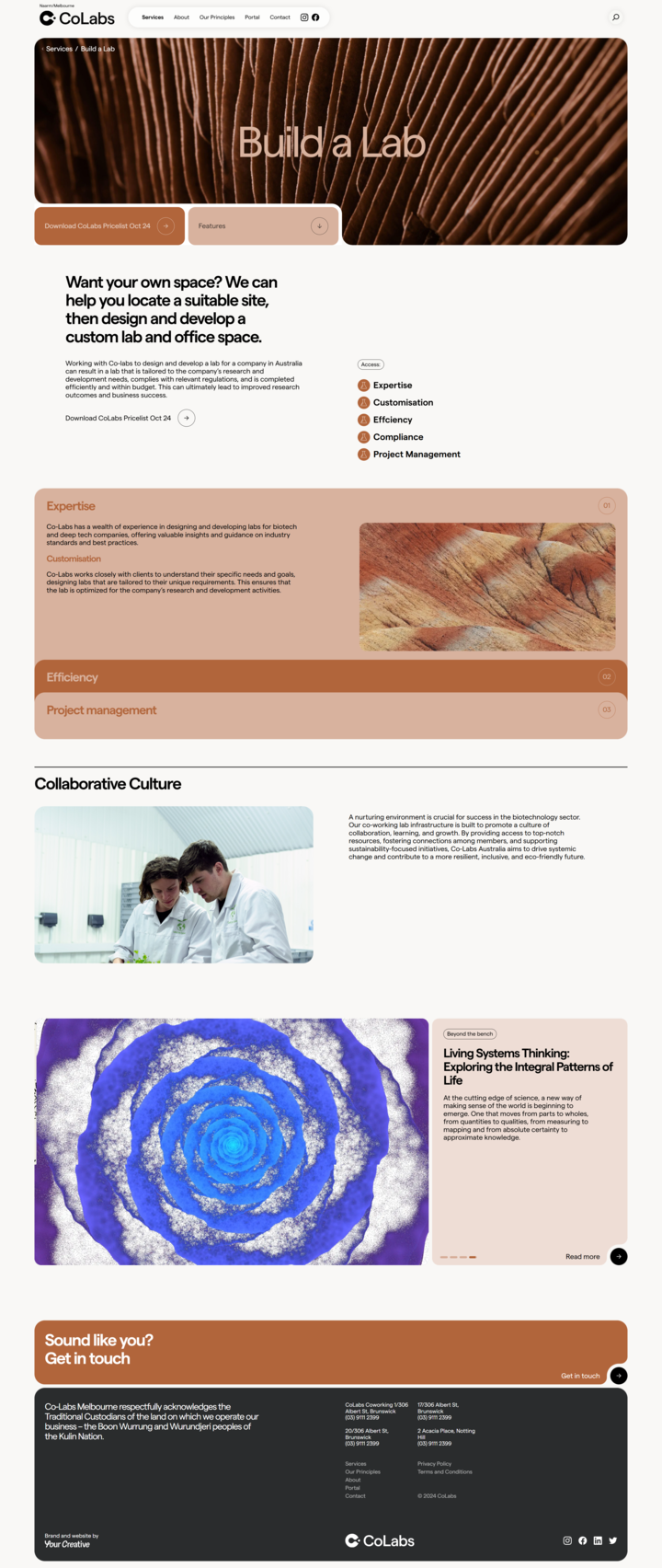 Colabs page from Single Service page