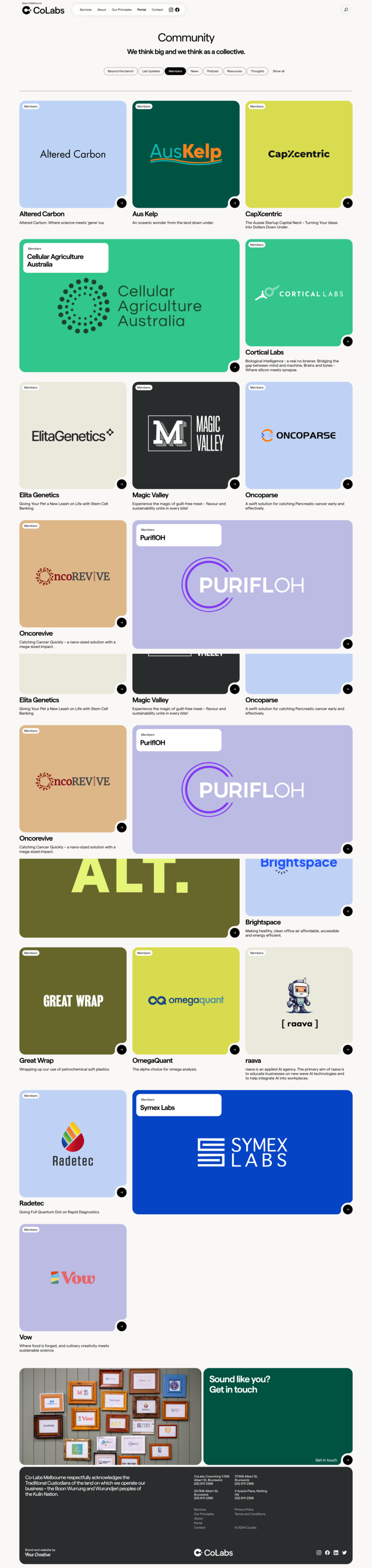 Colabs page from Projects page