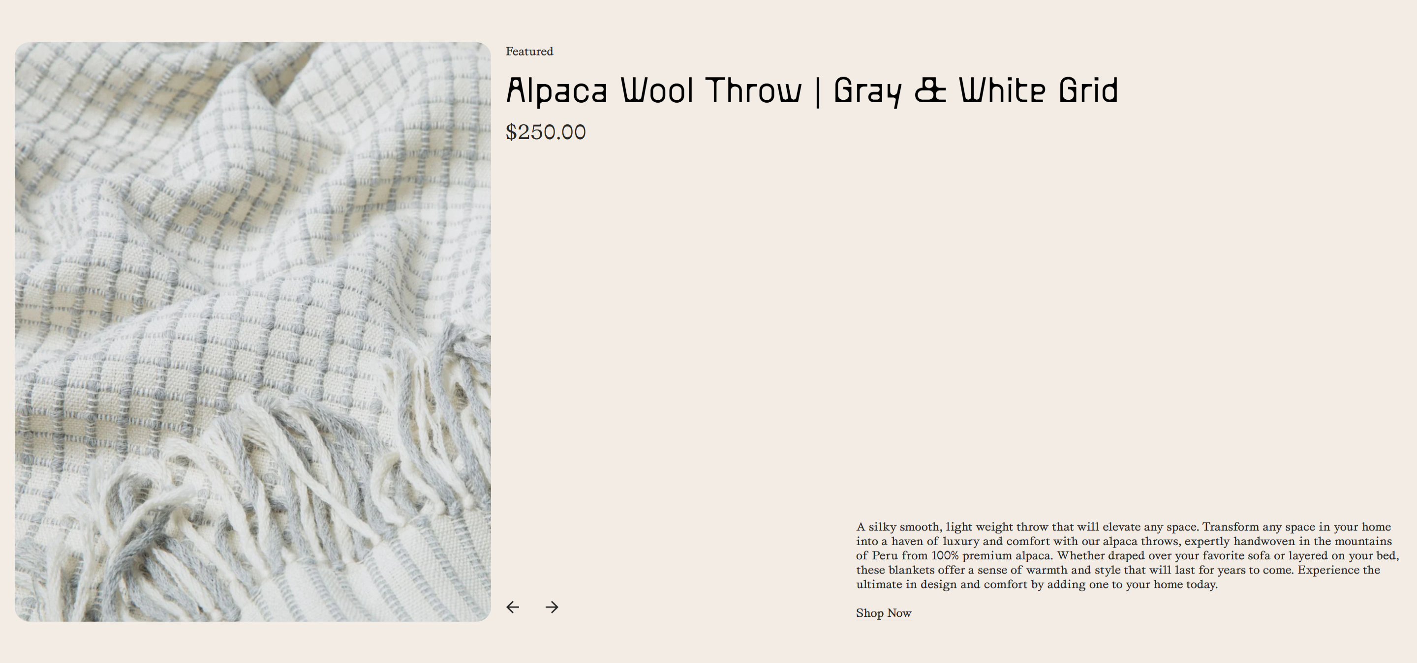 Screenshot of the Single Product section