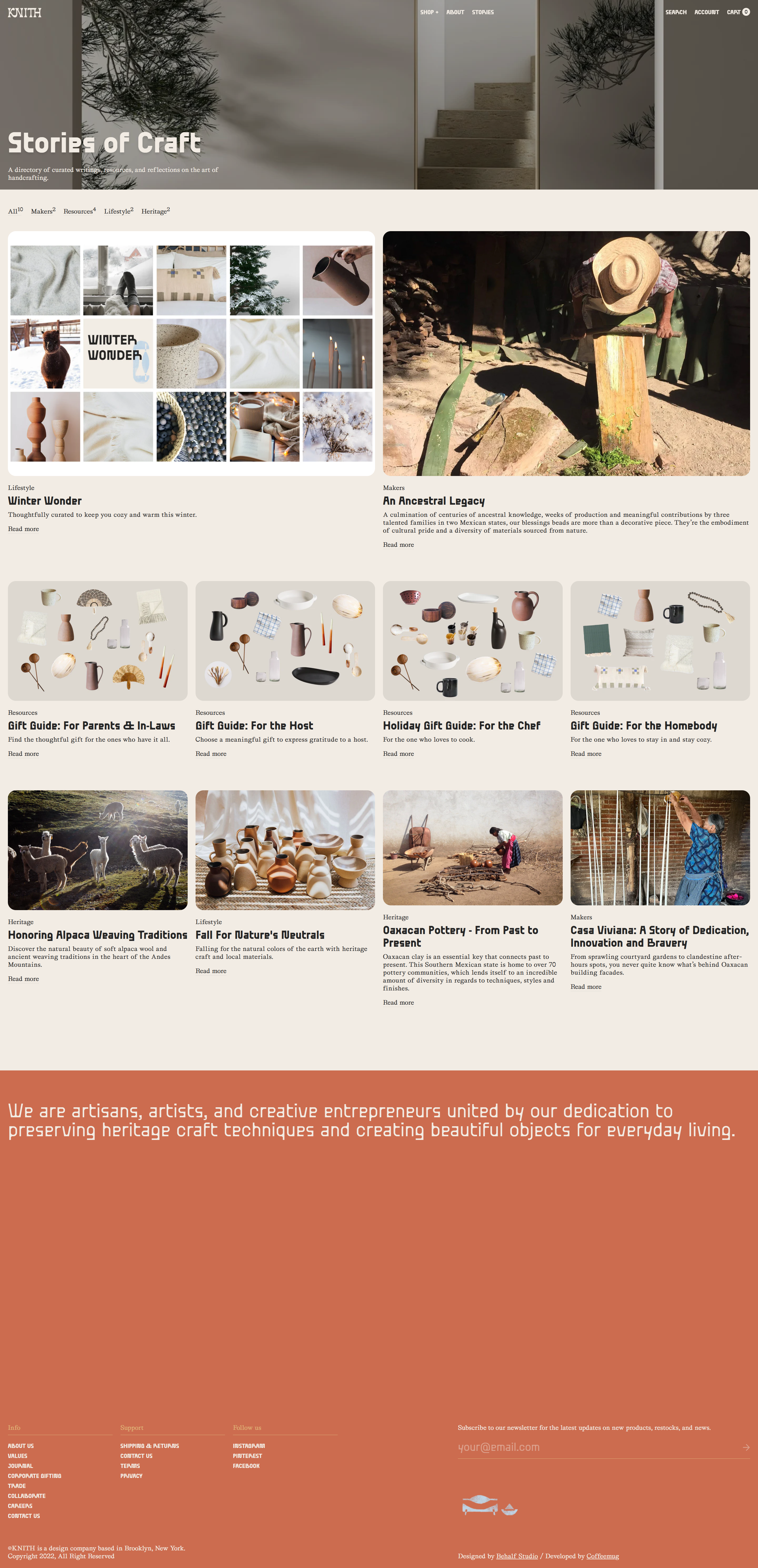 Screenshot of the Blog page