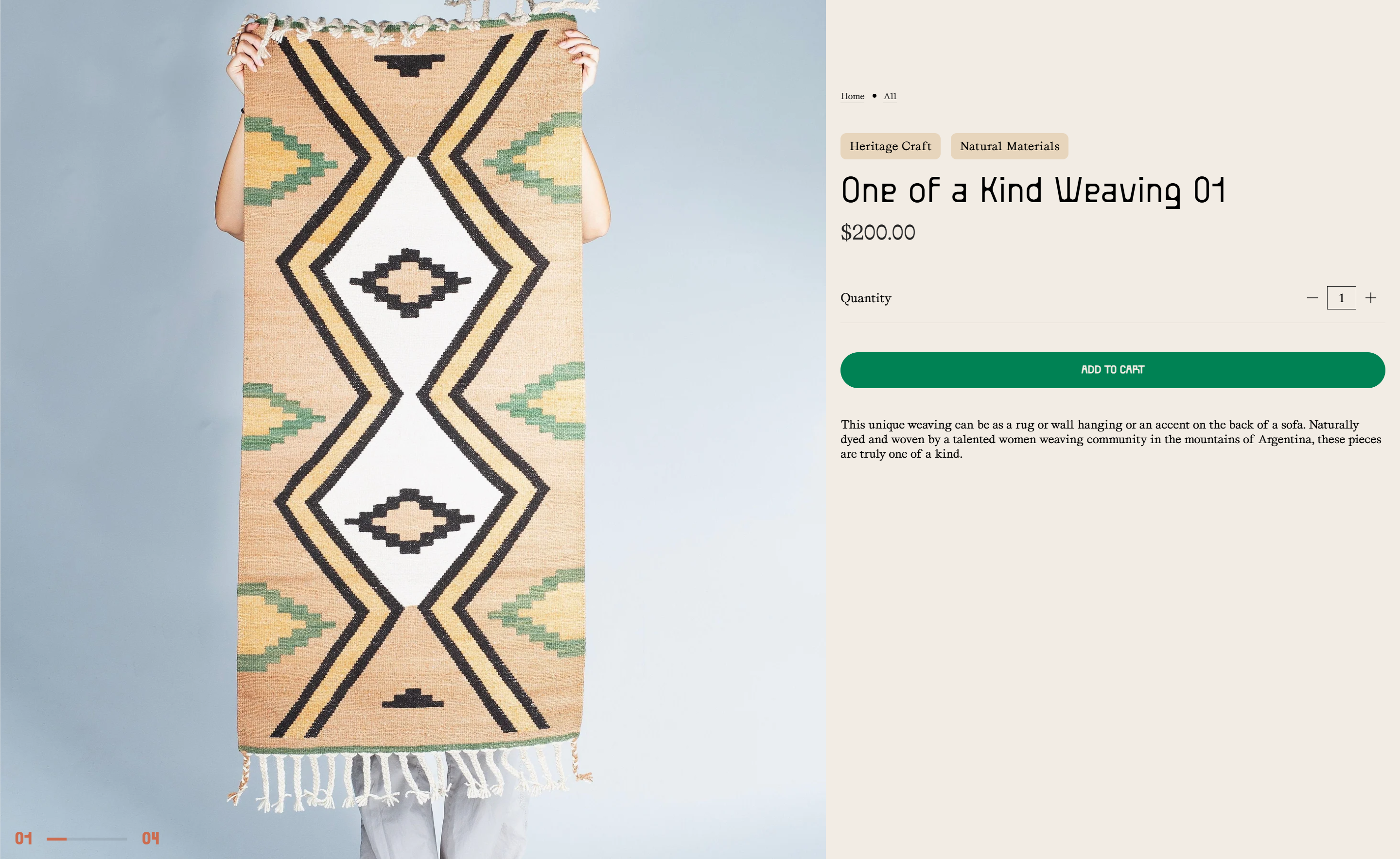 Screenshot of the Single Product section