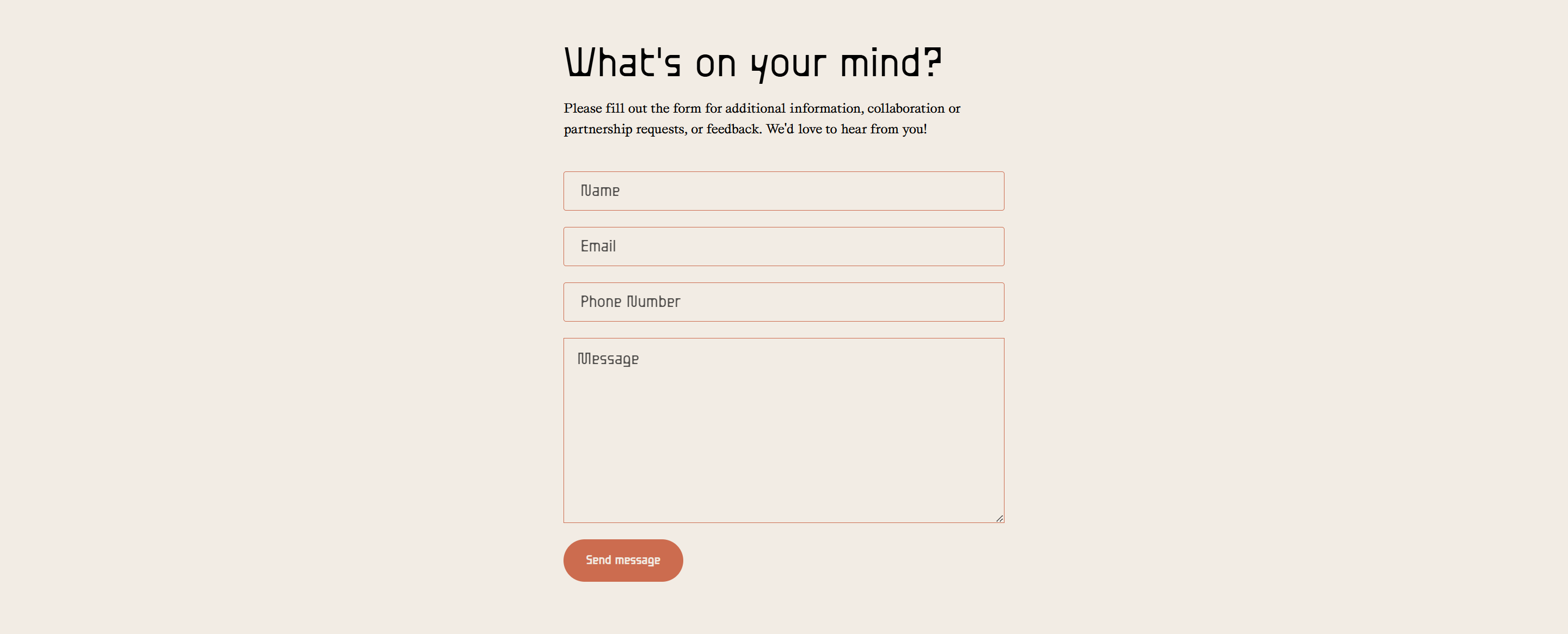 Screenshot of the Contact Form section