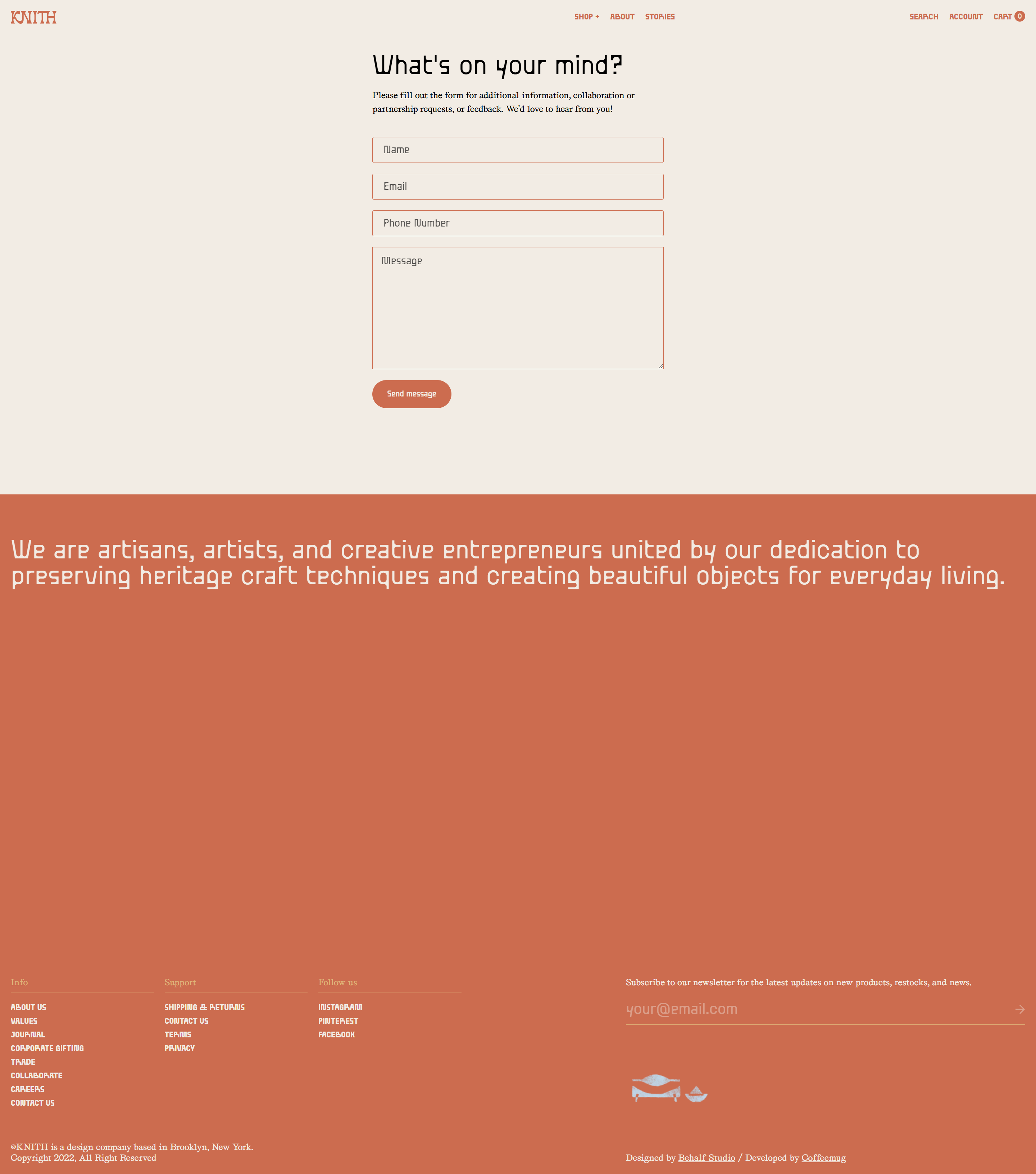 Screenshot of the Contact page