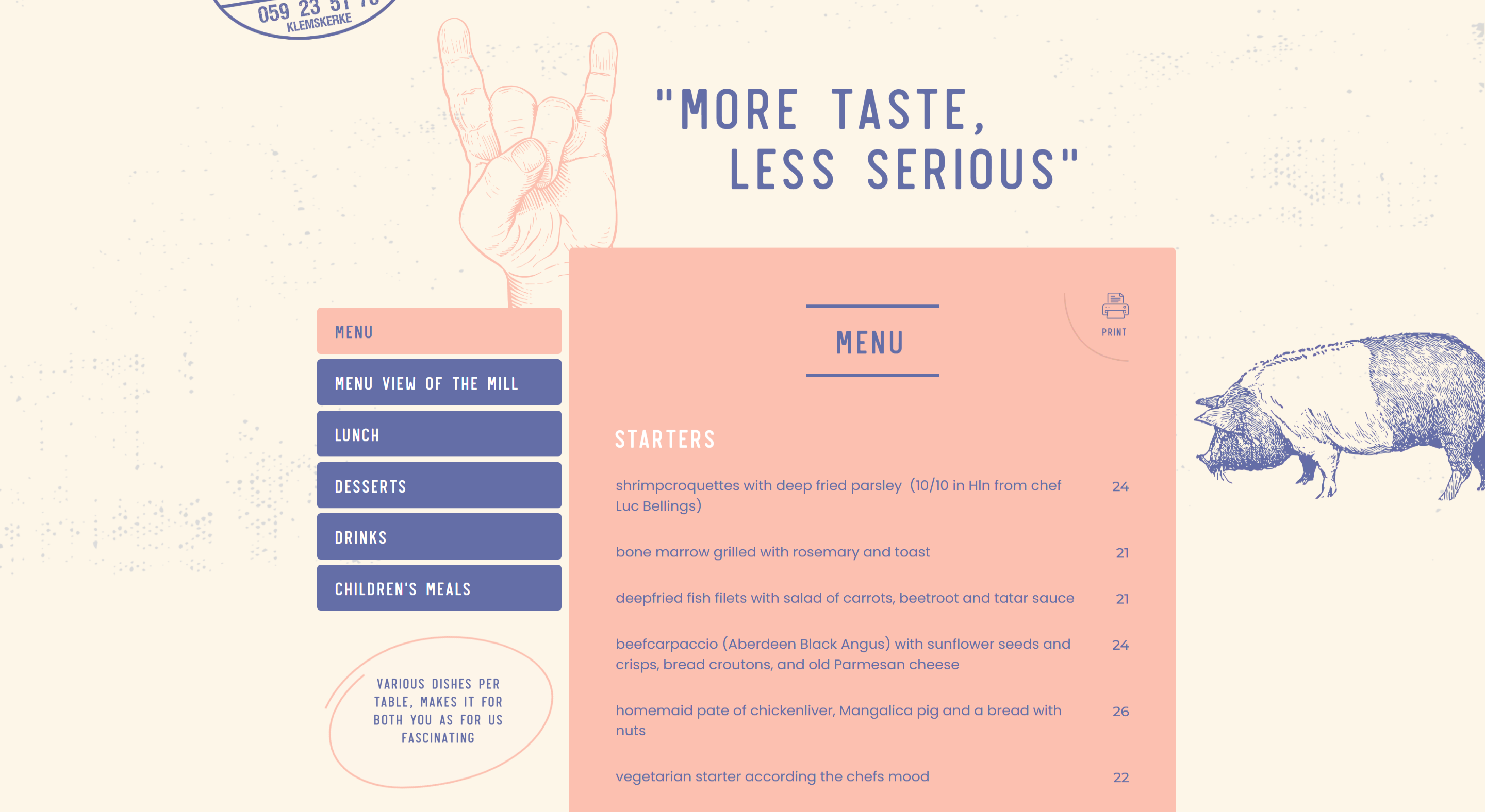 Screenshot of the Product Menu section