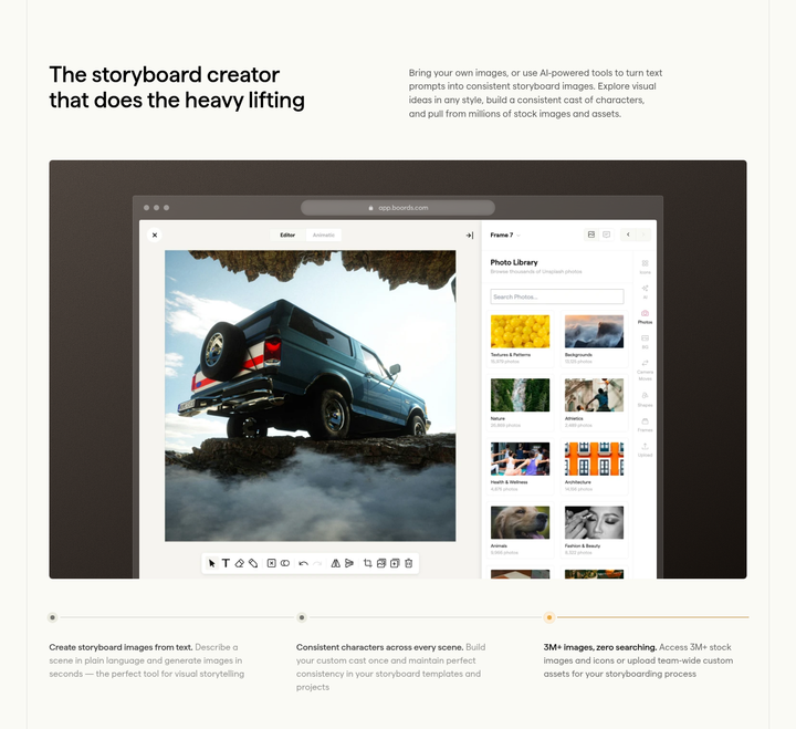 Storyboard Creator section from Boords