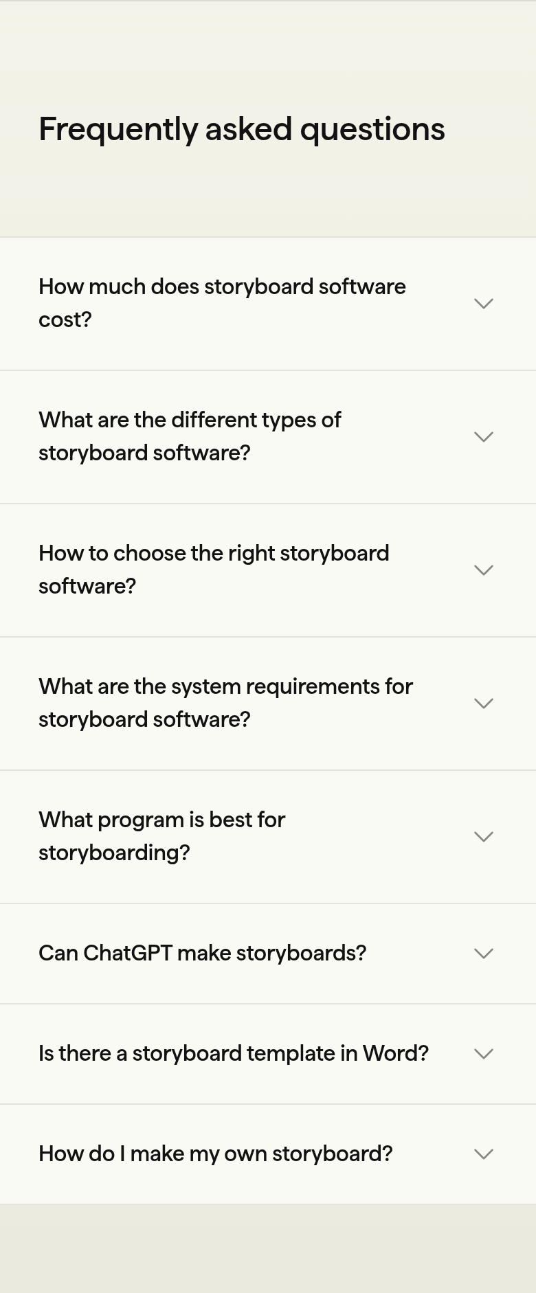 FAQs section from Boords, on a phone