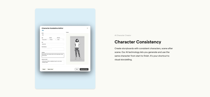 Screenshot of the Character Consistency section