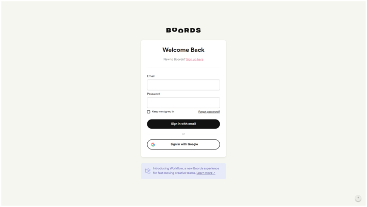 Screenshot of the Log In page