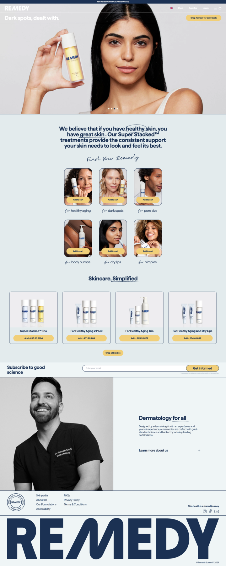 Screenshot of the Home page