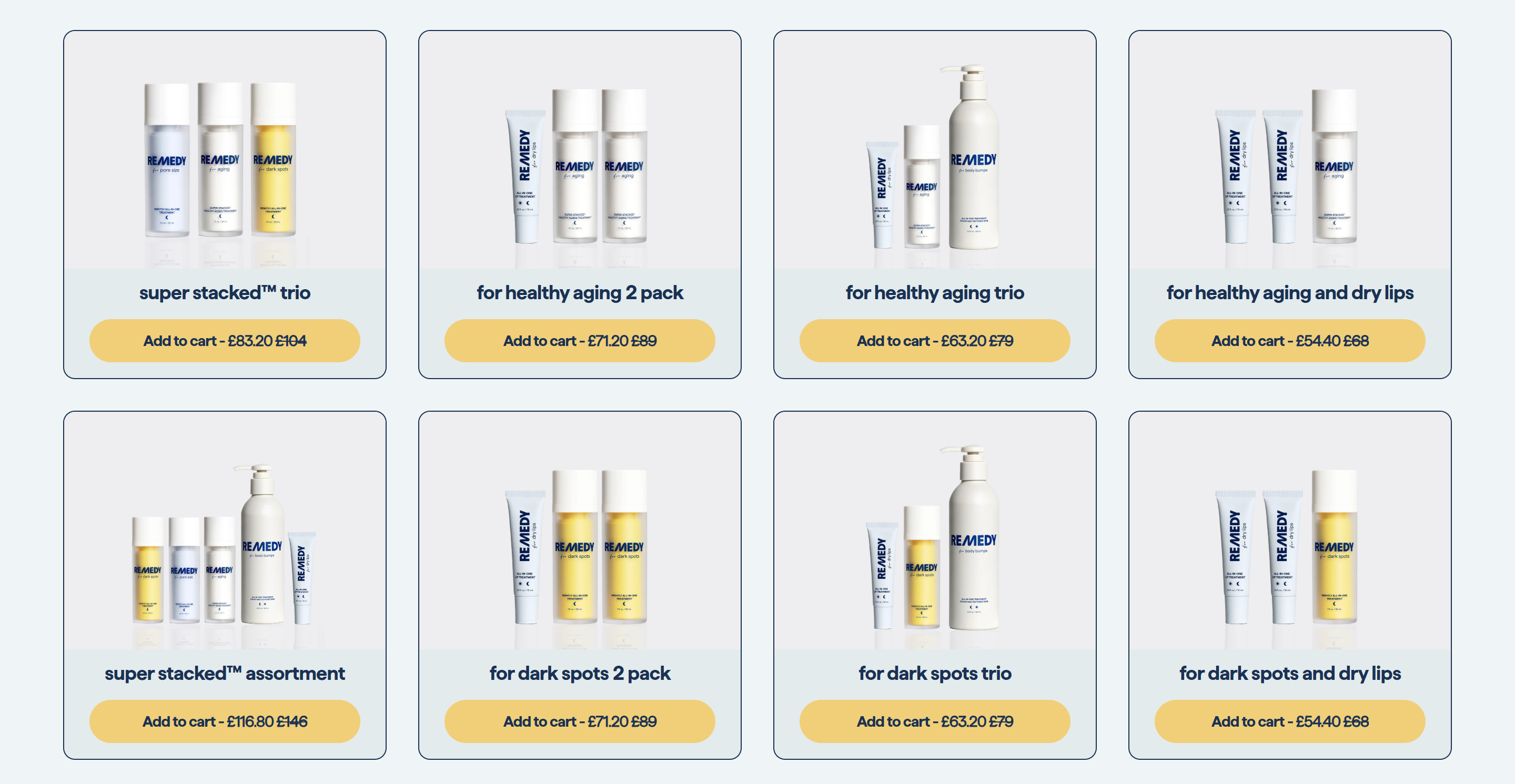 Screenshot of the Products section