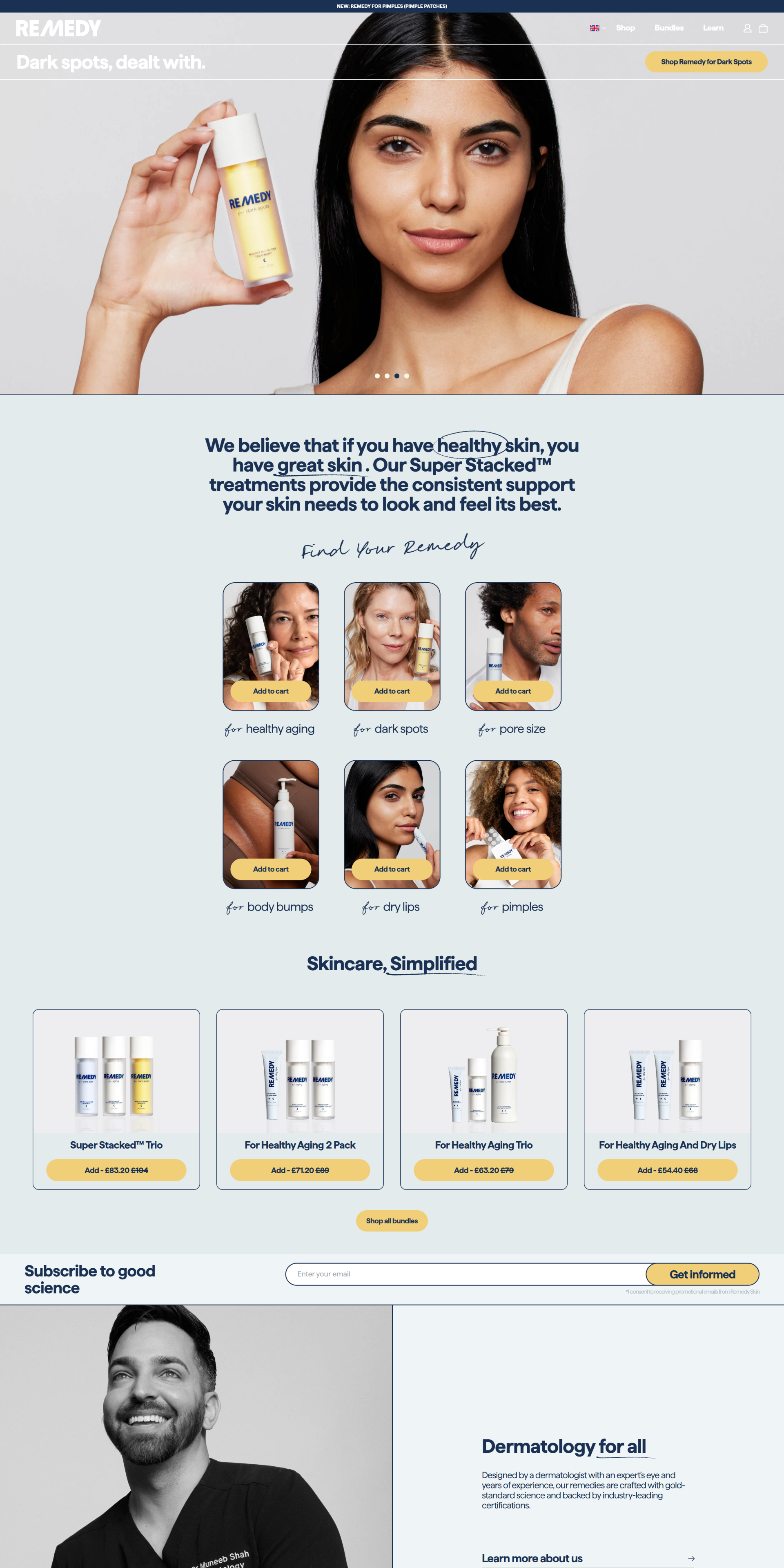 Screenshot of the Remedy website home page