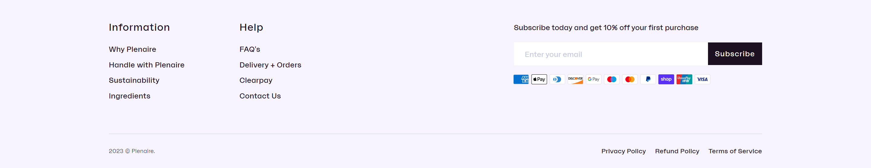 Screenshot of the Footer section