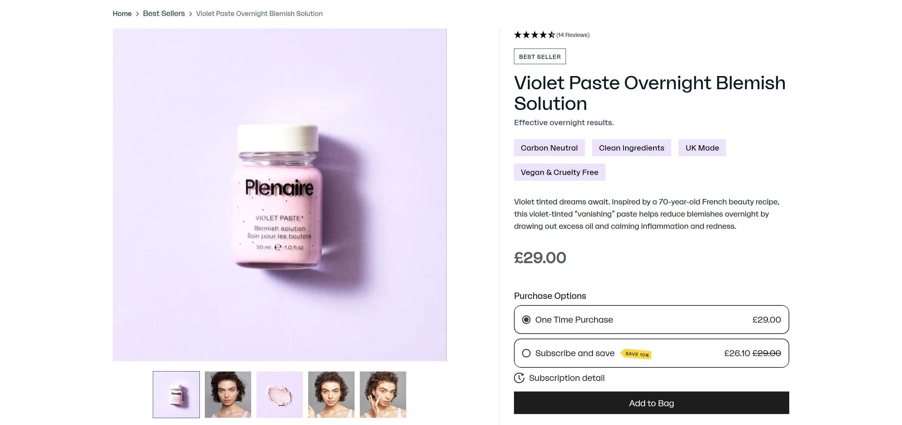 Screenshot of the Single Product section