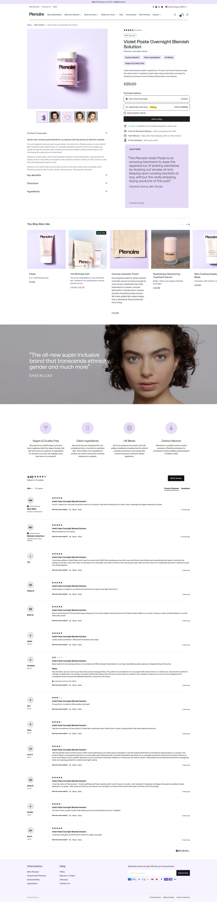 Screenshot of the Single Product page