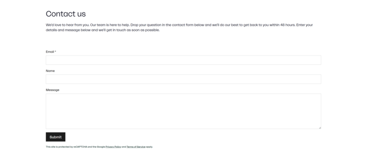 Screenshot of the Contact Form section