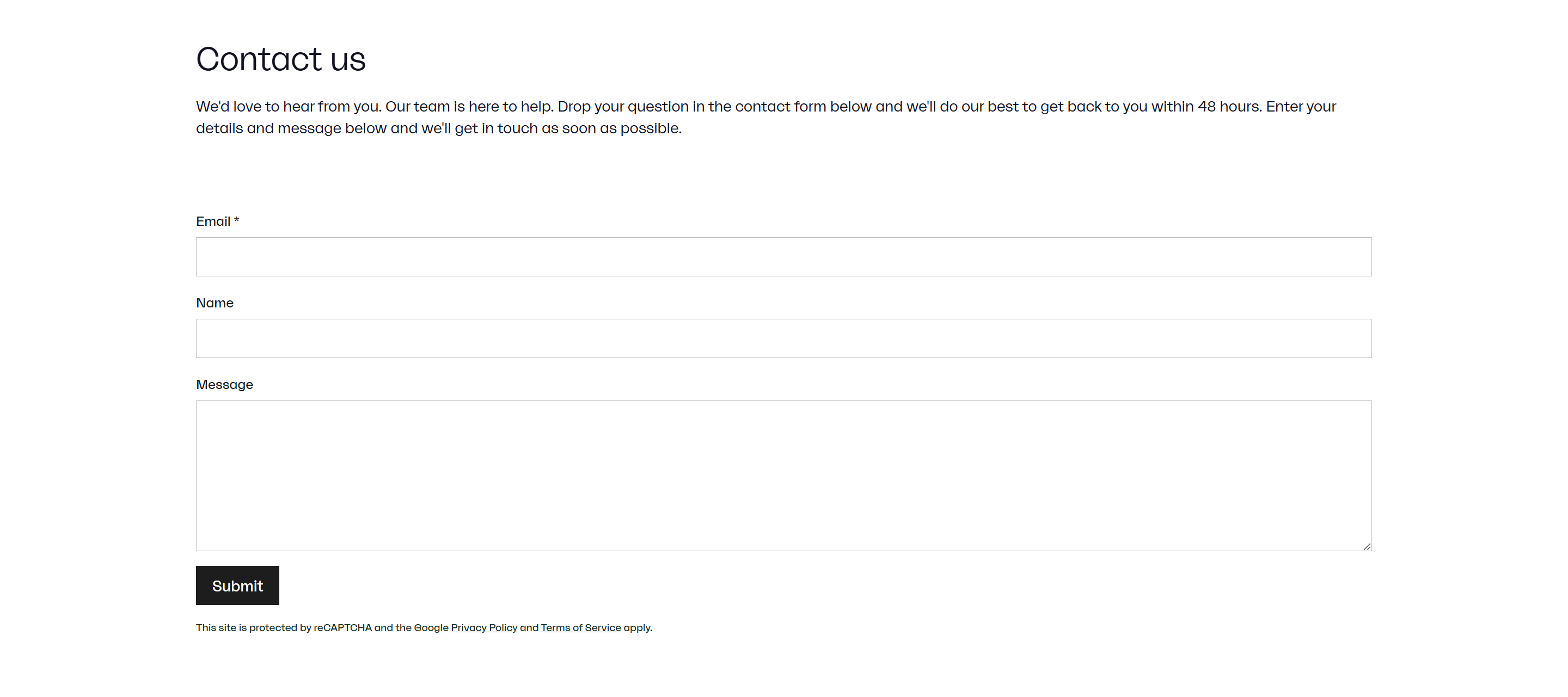 Screenshot of the Contact Form section