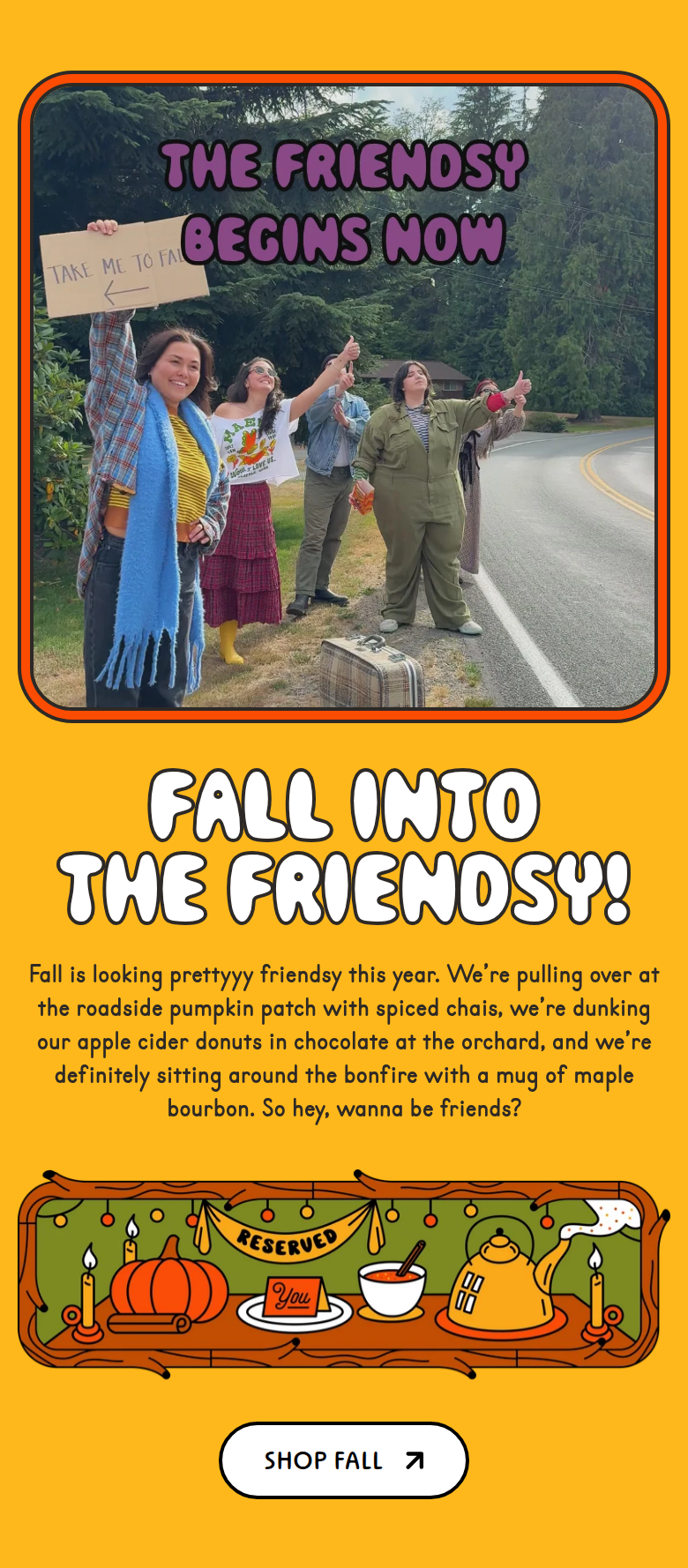 Fall Into the Friendsy section from Maeve, on a phone