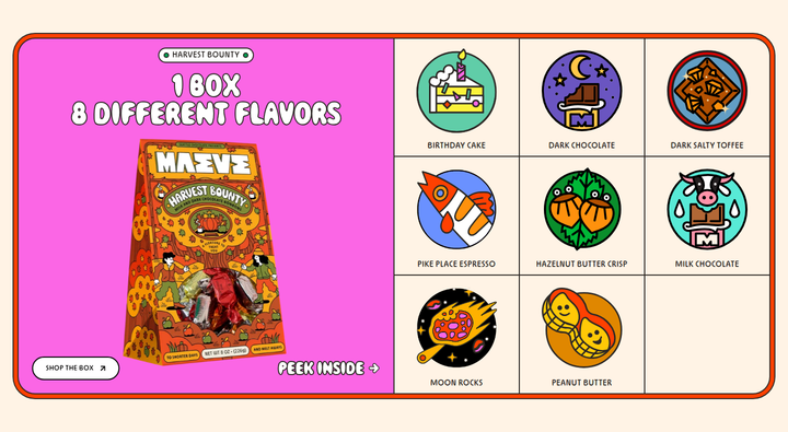 1 Box, 8 Flavors section from Maeve