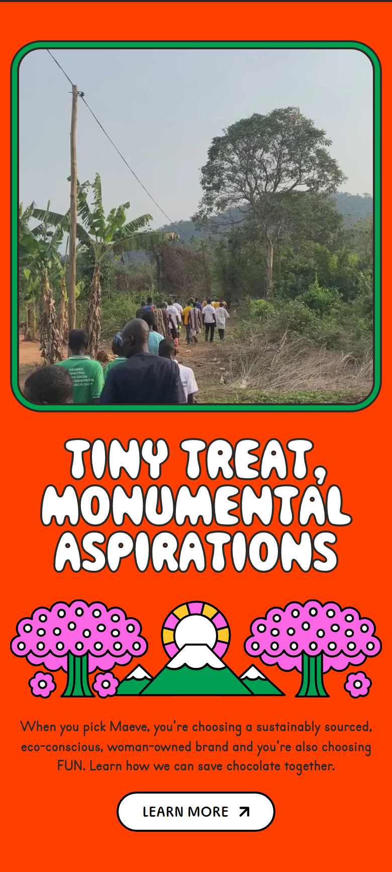 Tiny Treat, Monumental Aspirations section from Maeve, on a phone
