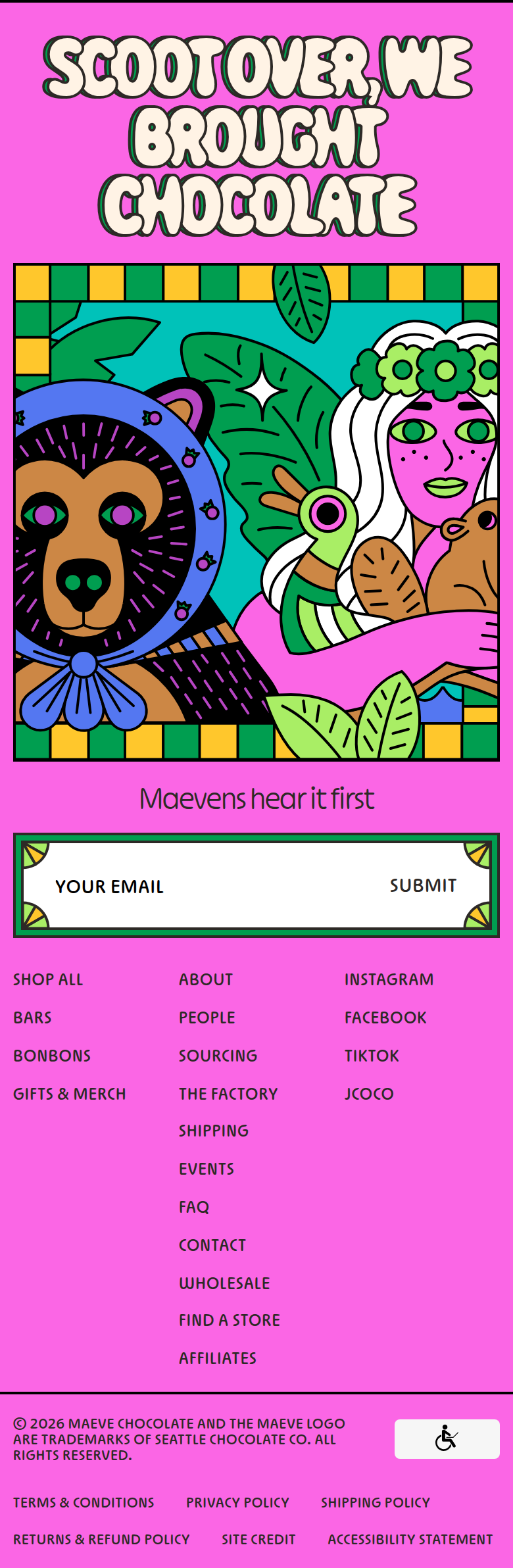 Footer section from Maeve, on a phone