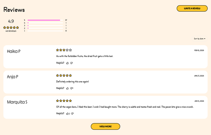 Reviews section from Maeve