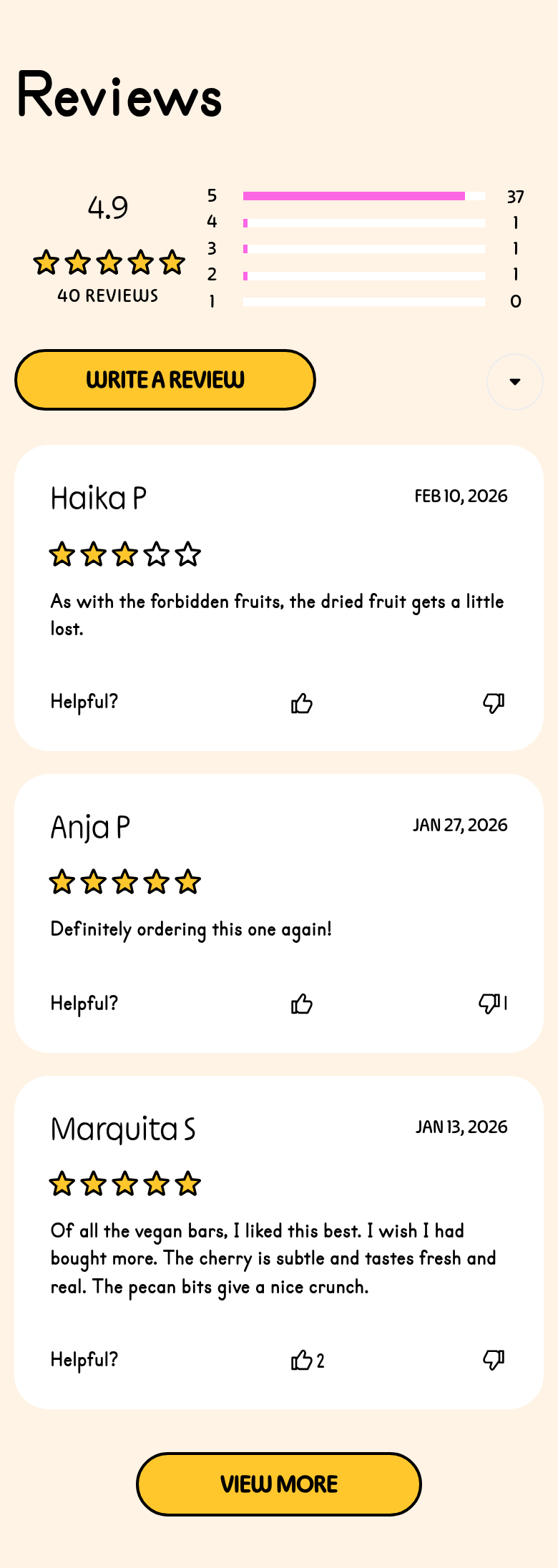 Reviews section from Maeve, on a phone