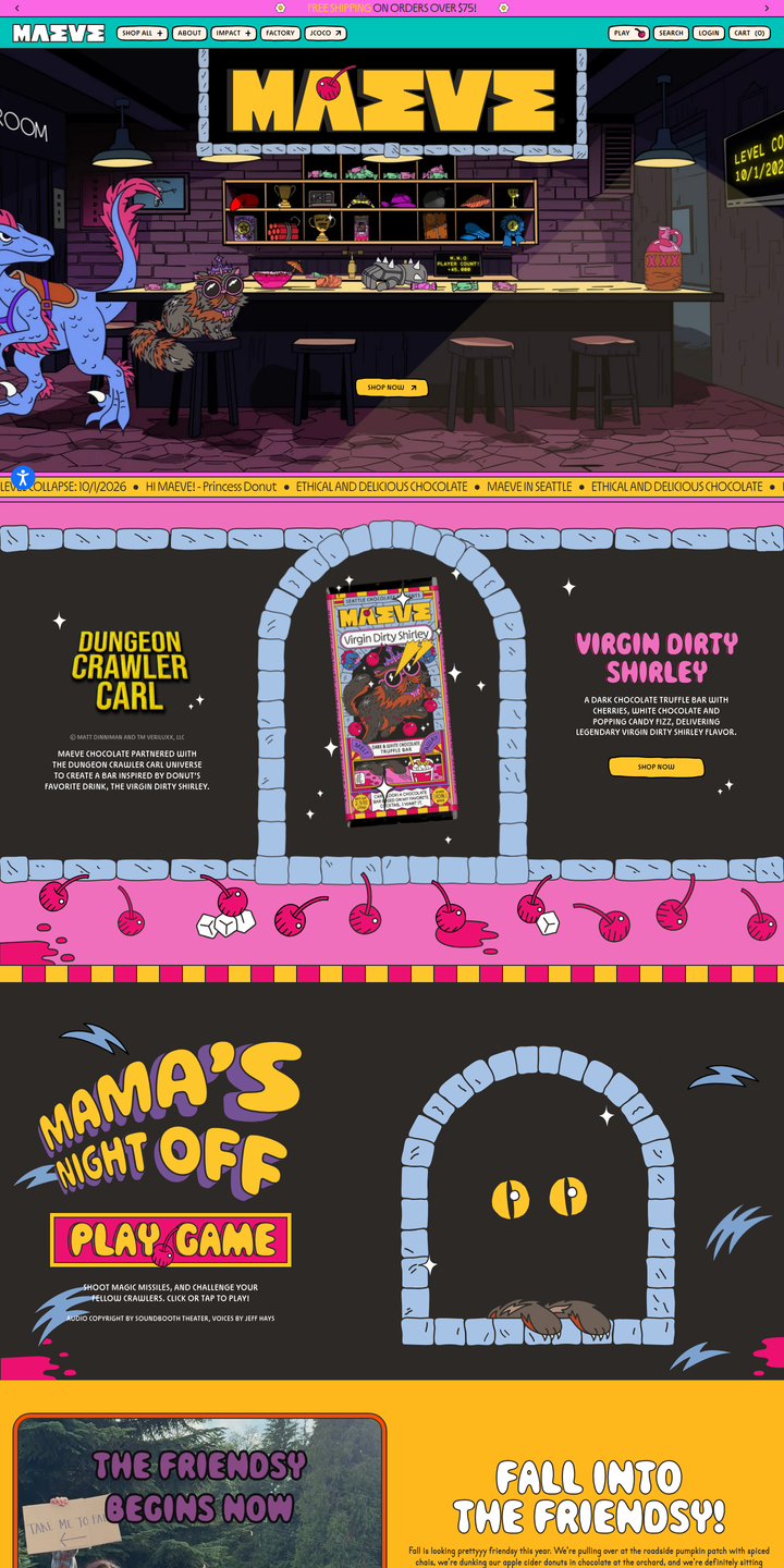 Home page of the Maeve website