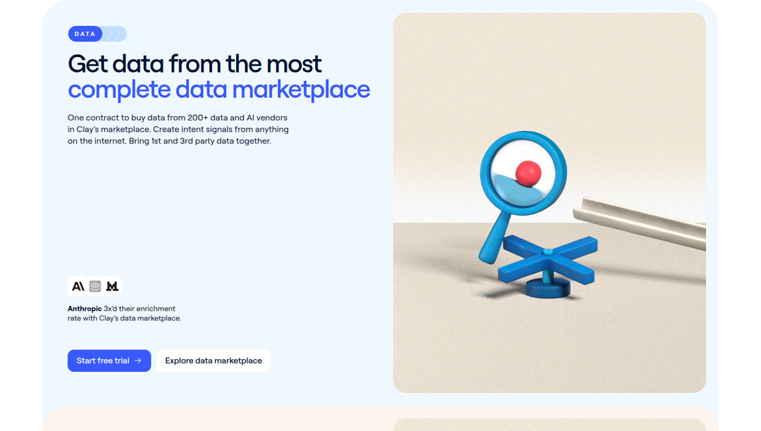 Data Marketplace section from Clay