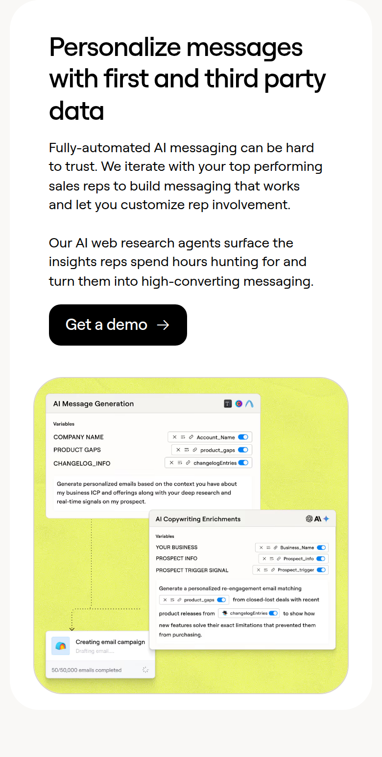 Personalize Messages section from Clay, on a phone