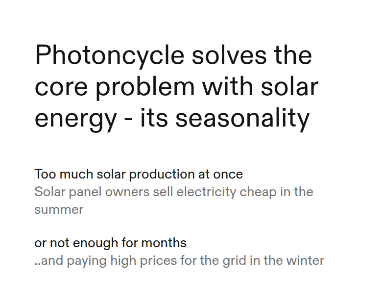 The Problem section from Photoncycle, on a phone