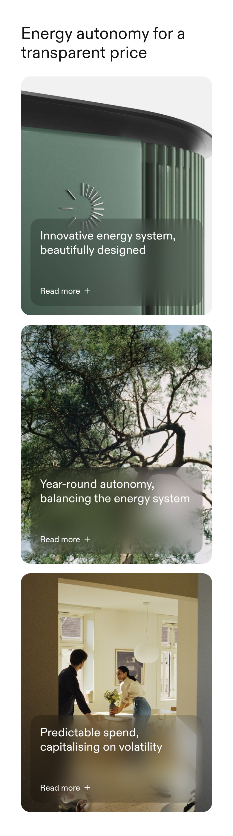 Energy Autonomy section from Photoncycle, on a phone