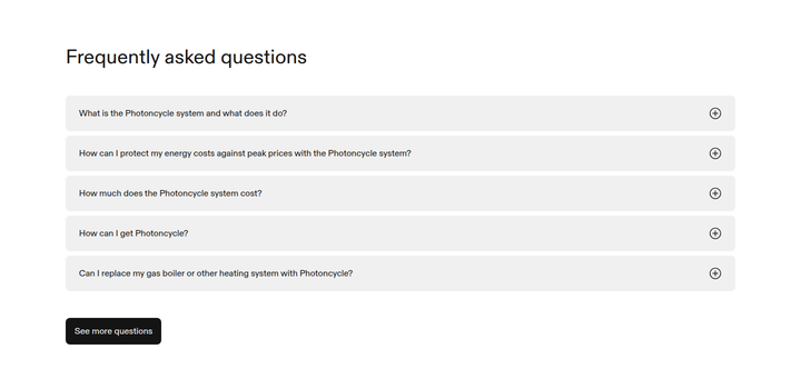 FAQs section from Photoncycle