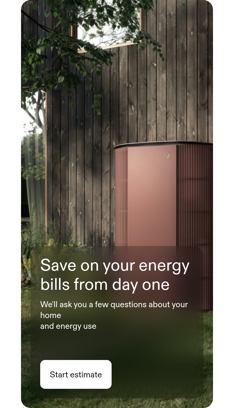 Savings Estimator section from Photoncycle, on a phone