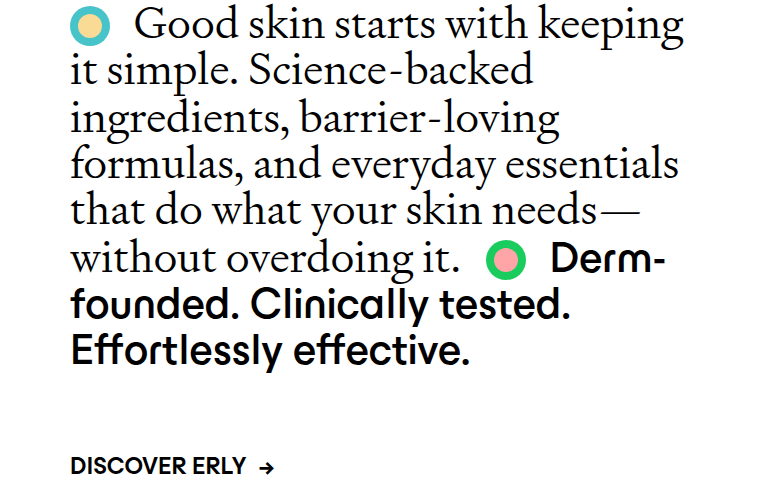 Good Skin Starts With Keeping It Simple section from ERLY, on a phone