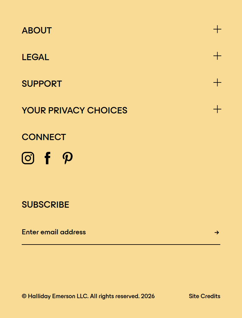 Footer section from ERLY, on a phone