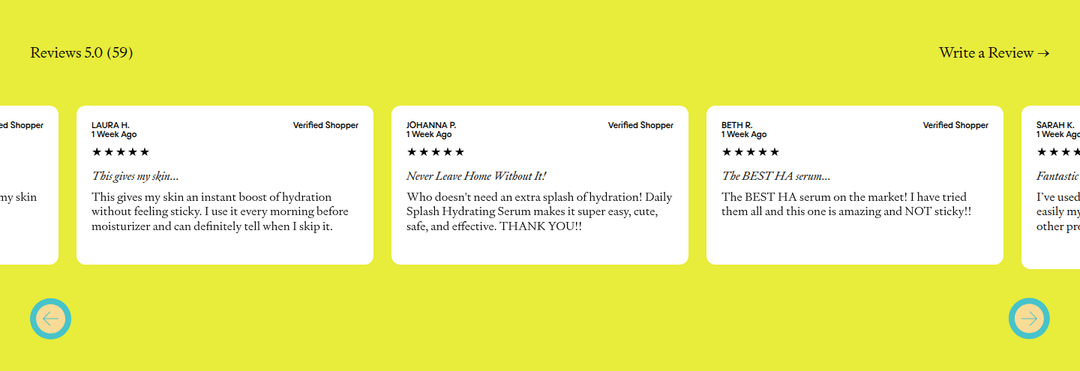 Reviews section from ERLY