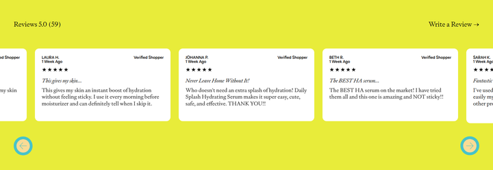 Reviews section from ERLY