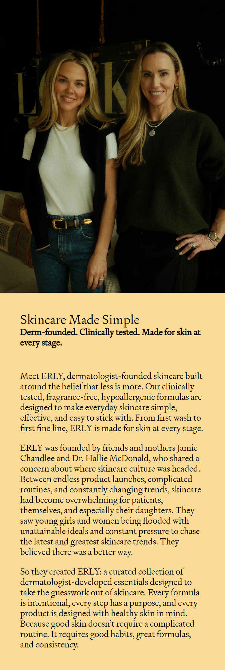 Skincare Made Simple section from ERLY, on a phone