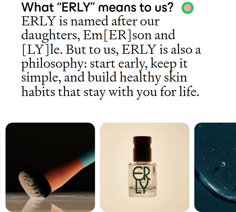 What ERLY Means to Us section from ERLY, on a phone