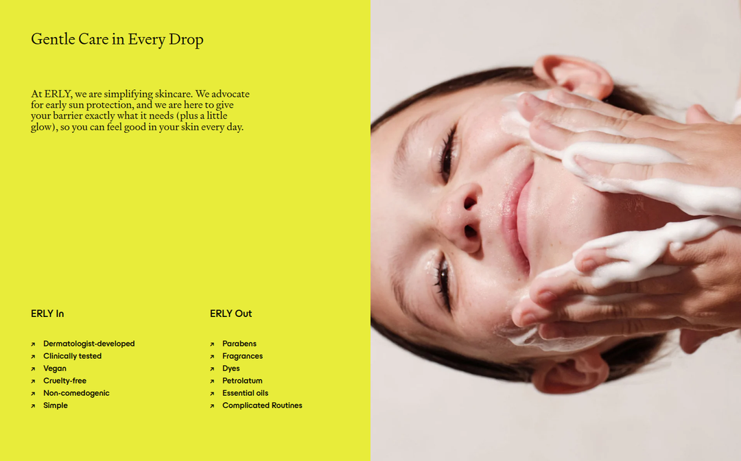 Gentle Care in Every Drop section from ERLY