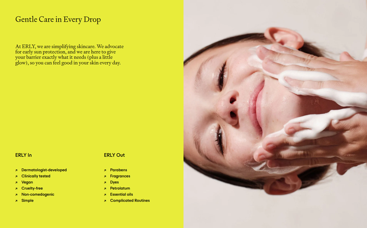 Gentle Care in Every Drop section from ERLY